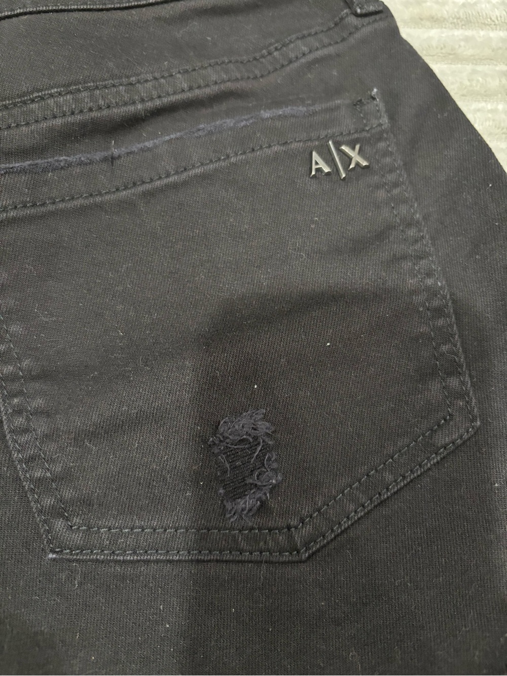 Armani Exchange Black Distressed High-Rise Jean Shorts - Picture 8 of 11